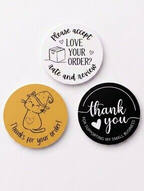 3/$15 50pc Halloween Thank You Stickers Cat Shipping Small Business Set